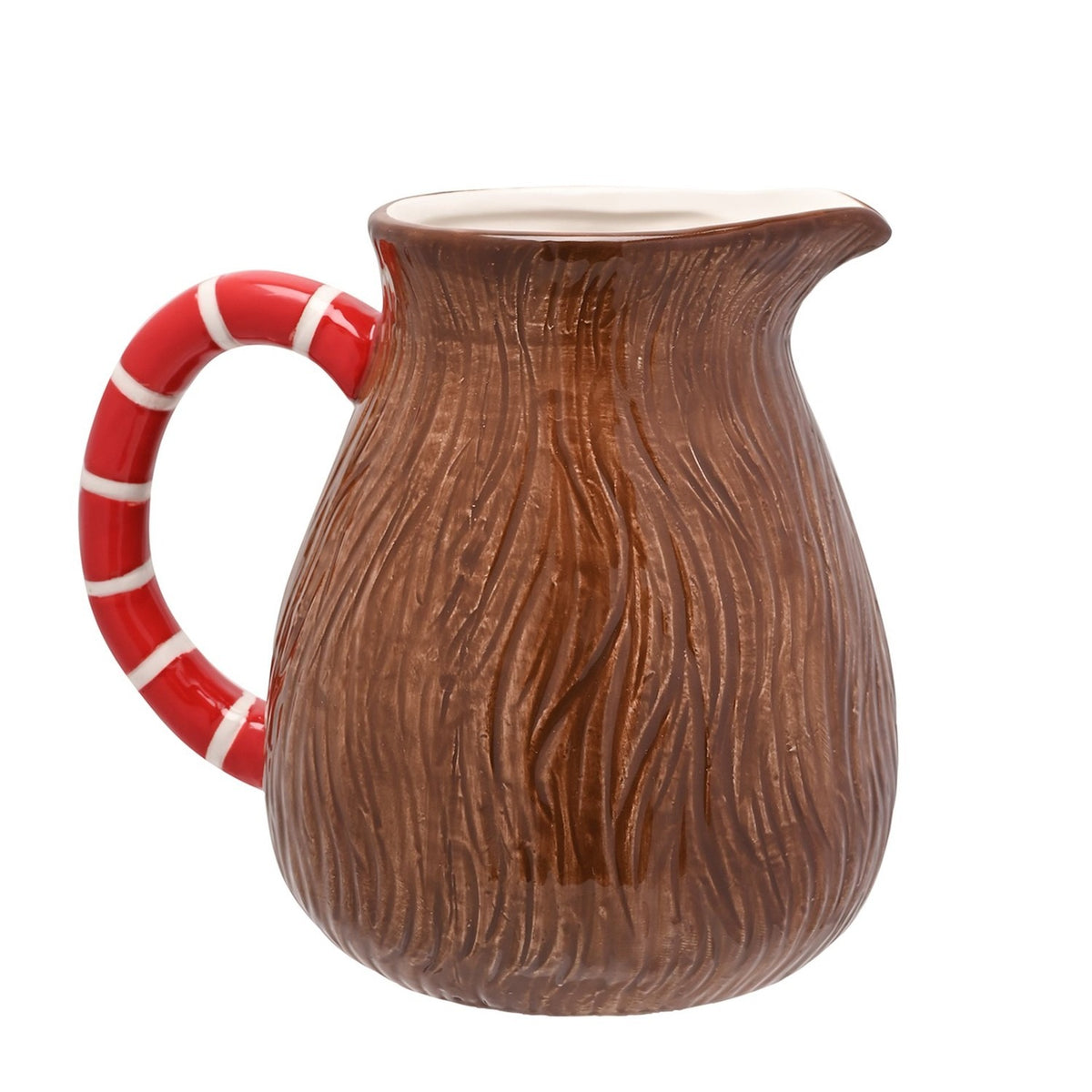 Christmas Highland Cow Ceramic Jug with Santa Hat - Brown