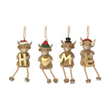Set of 4 'Home' Highland Cow Christmas Decorations - Brown