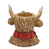 Christmas Highland Cow Resin Tealight Candle Holder - Brown