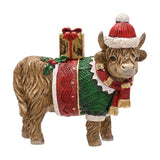 Standing Highland Cow Christmas Figurine with Jumper - Brown