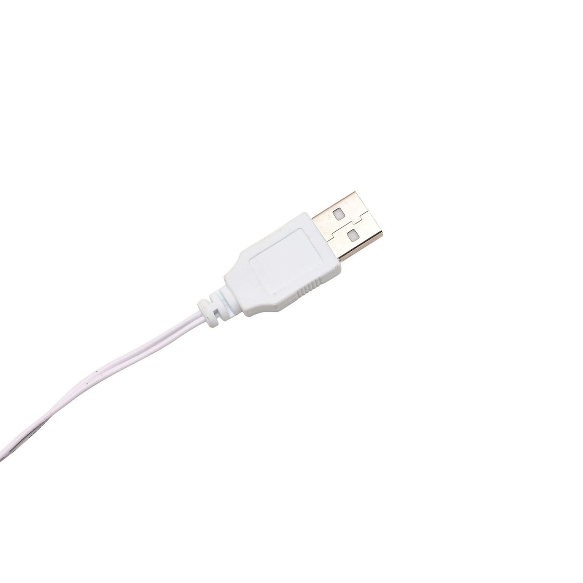 White USB power cable with standard USB-A connector, plastic strain relief sleeve and cable tie, shown on a plain white background.