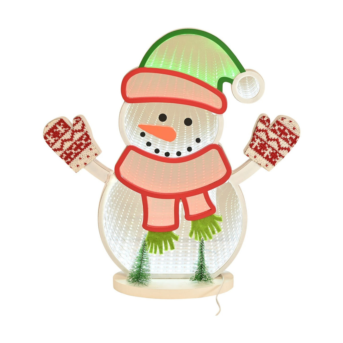 Infinity Snowman LED Stand Light-Up Decoration 32cm - Clear & Red