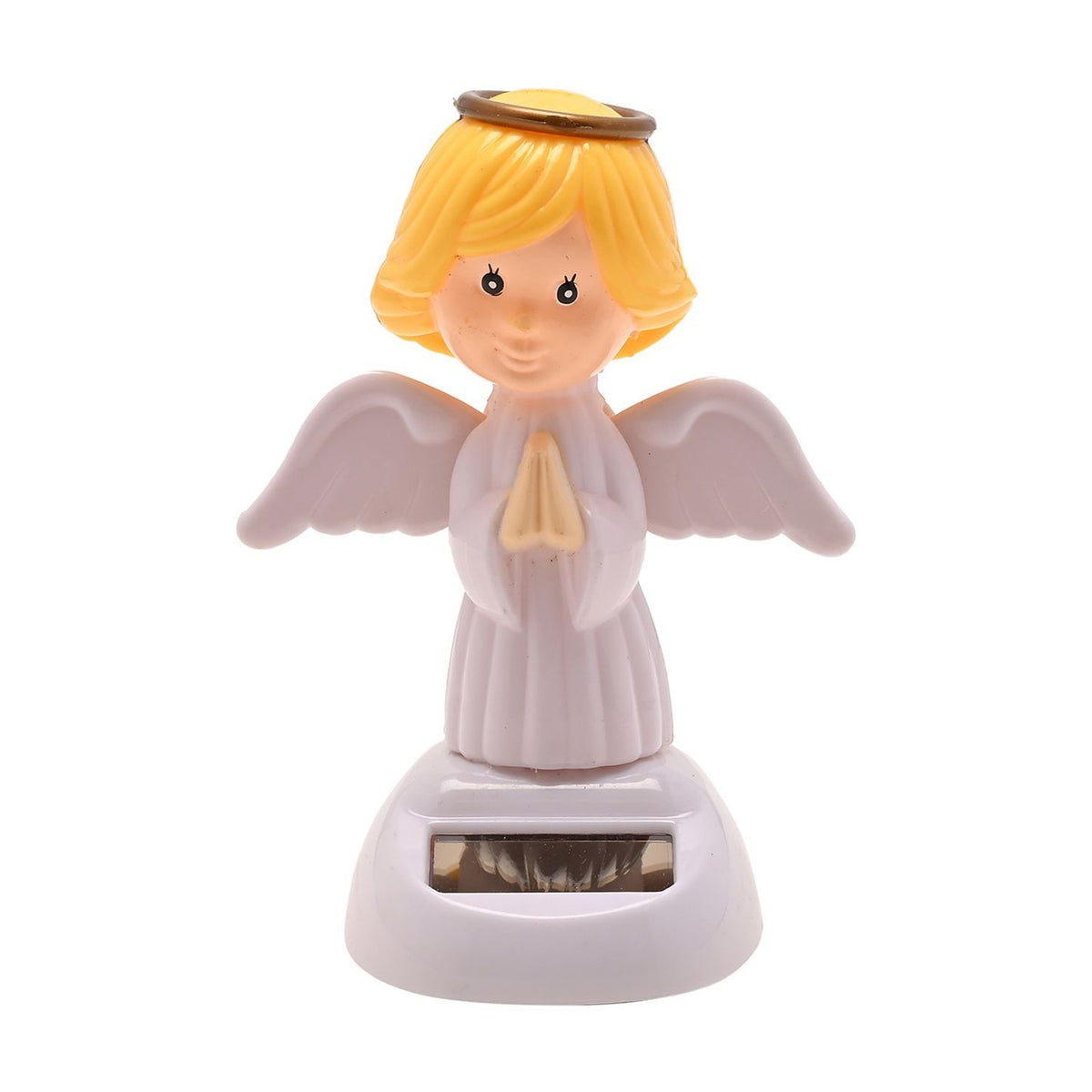 Guardian Angel Solar Bobble Head Figurine - White & Yellow