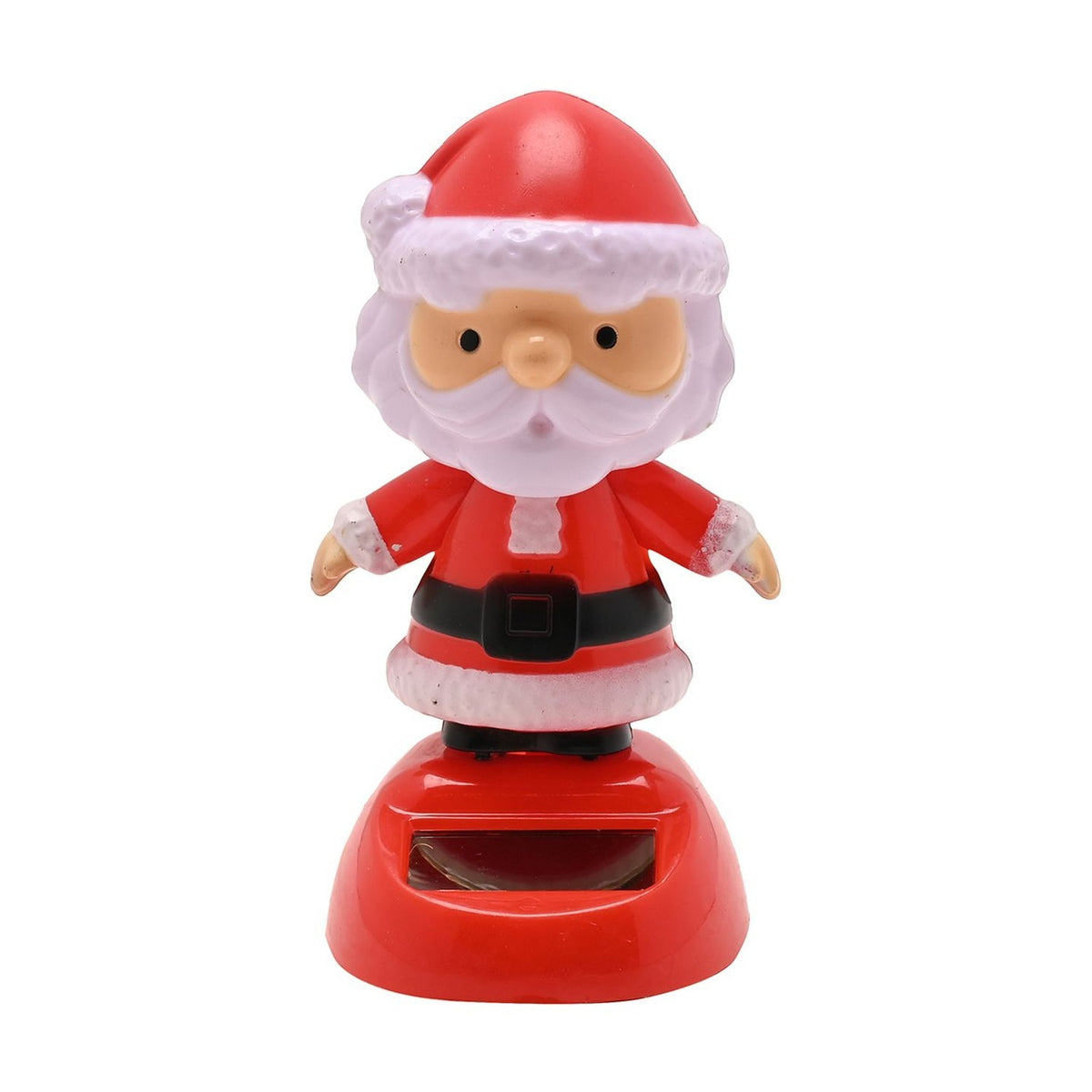 Santa Solar Bobble Head Plastic Christmas Decoration - Red