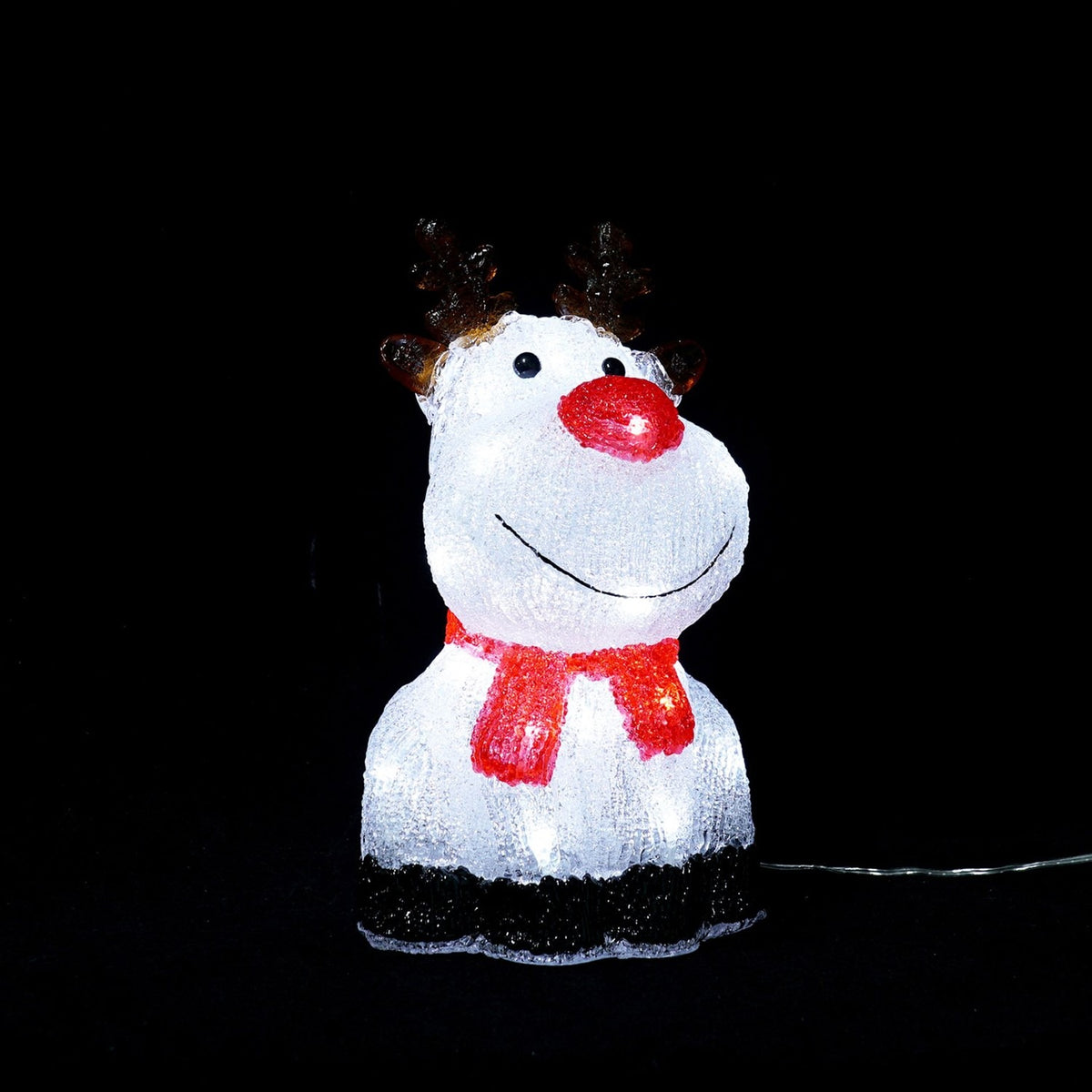 Christmas LED Reindeer Plastic Light-Up Decoration 29cm - White