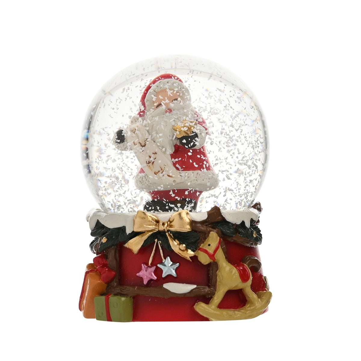 Santa with List Christmas Snow Globe 45mm - Red & White