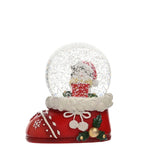 Kitten in Santa Hat Christmas Boot Snow Globe - Red & White