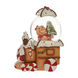 Iced Gingerbread Train Resin Snow Globe 9cm - Brown & White
