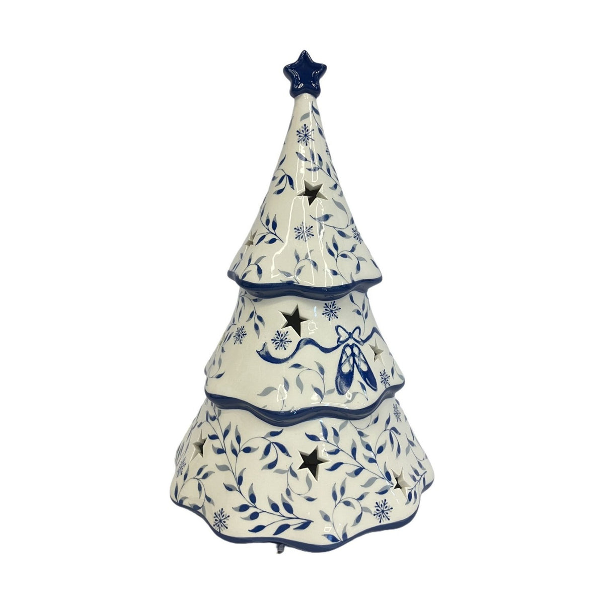 LED Ceramic Christmas Tree Light-Up Decoration - Blue & White