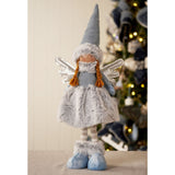 Fabric Standing Angel Figurine 45.5cm - Light Blue & Silver