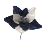 Parrowyn Glitter Flower Pick Faux Plant 37cm - Blue & White