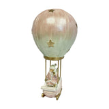 Santa Claus in Hot Air Balloon Resin Figurine - Pink & Green