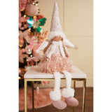 Christmas Fabric Sitting Angel Figurine 52cm - Pink & White