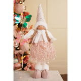 Christmas Standing Angel Fabric Figurine 45cm - Pink & White