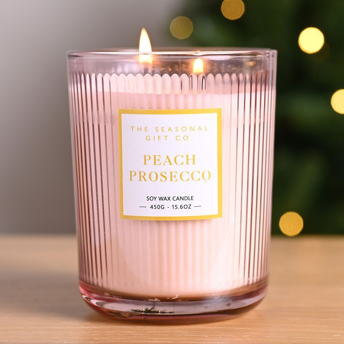 Ribbed Round Glass Jar Scented Candle 450g - Pink