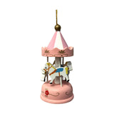 Wooden Hanging Carousel Ornament Figurine - Pink & White