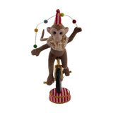 Fabric Monkey on Unicycle Decoration 28cm x 22cm x 56cm - Brown