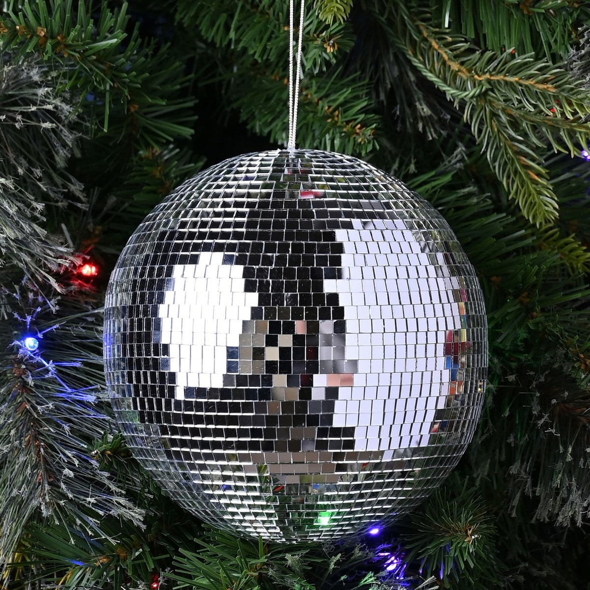 Glass Disco Ball Christmas Tree Decoration 15.2cm - Silver