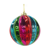 Rainbow Colours Ribbed Glass Bauble Christmas Tree Decoration 8cm