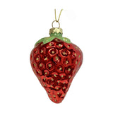Glass Strawberry Bauble Christmas Tree Decoration - Red