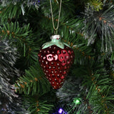 Glass Strawberry Bauble Christmas Tree Decoration - Red
