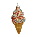 Ice Cream Cone Glass Bauble Christmas Tree Decoration - Pink