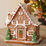 Gingerbread House LED Light-Up Decoration 25.5cm - Brown & White