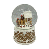 Gingerbread Train Resin Snow Globe 10cm - Brown & White