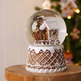 Gingerbread Train Resin Snow Globe 10cm - Brown & White