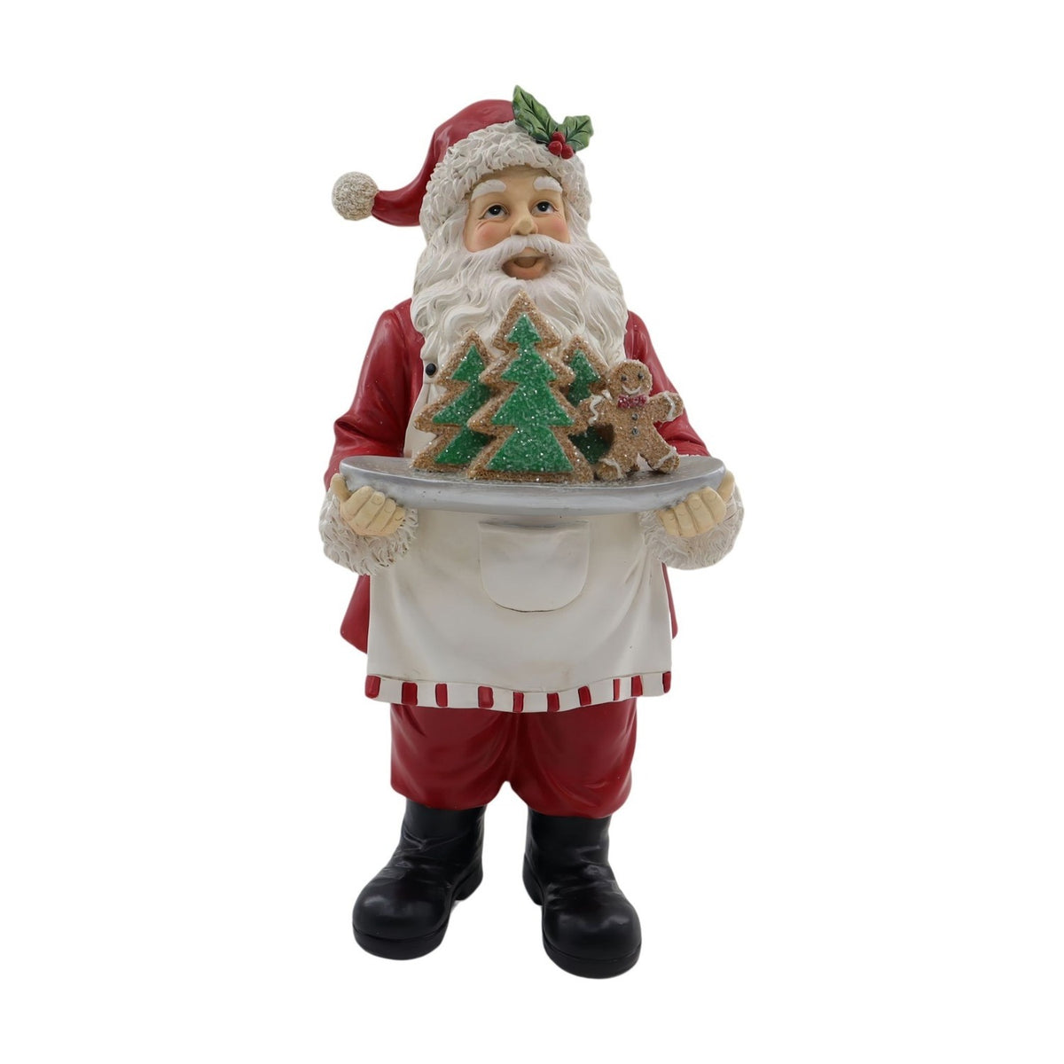 Resin Santa Claus Chef Cookie Decoration 27.5cm - Red & White
