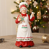 Mrs Claus Chef Resin Christmas Decoration 28cm - Red & White