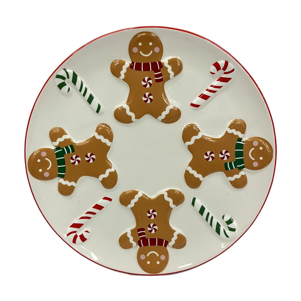 Round Gingerbread Man Ceramic Dinner Plate 24cm - White