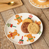Round Gingerbread Man Ceramic Dinner Plate 19.5cm - Cream