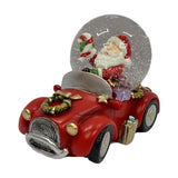Santa in Vintage Car Snow Globe with Gifts 5cm - Red & White