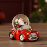 Santa in Vintage Car Snow Globe with Gifts 5cm - Red & White