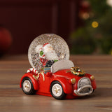 Santa in Vintage Car Snow Globe with Gifts 5cm - Red & White