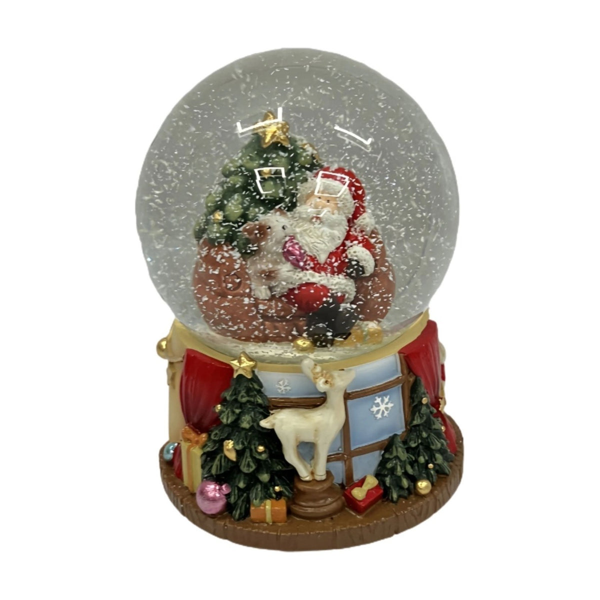 Santa and Dog with Christmas Tree Snow Globe 6.7cm - Red