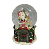 Musical Santa & Reindeer Scene Snow Globe 10.5cm - Red & White