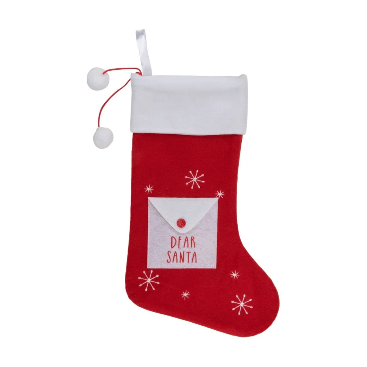 Corriwen Snowflake Stocking with Front Pocket - Red & White