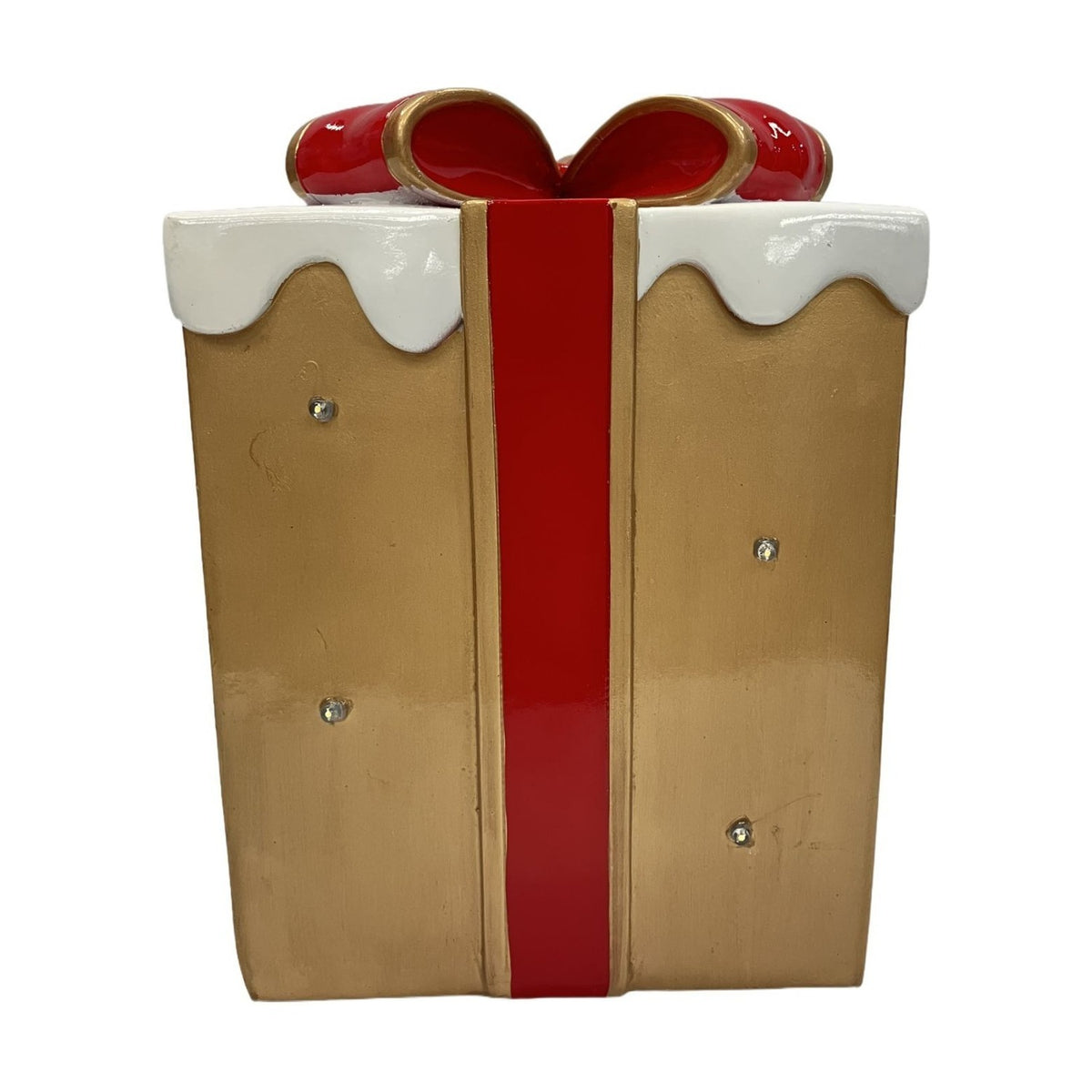 LED Gift Box Light-Up Decoration with Try Me Button - Red & White