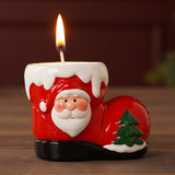 Christmas Santa's Boot Ceramic Scented Candle - Red & White