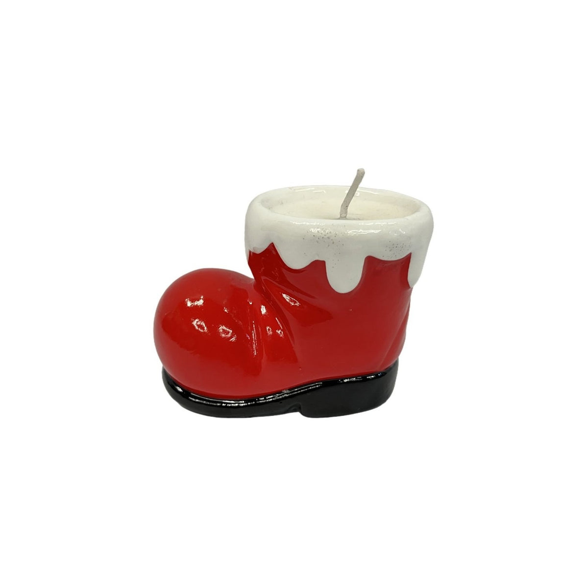 Christmas Santa's Boot Ceramic Scented Candle - Red & White