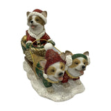 Dogs Pulling Pup in Basket Sleigh Resin Figurine - Brown & Green