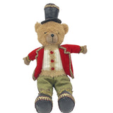 Sitting Bear Decoration with Top Hat 36cm - Red & Green