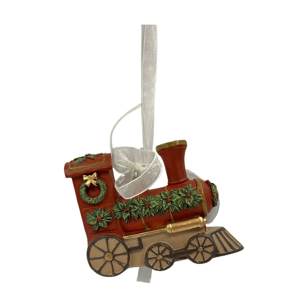 Resin Train Hanging Christmas Tree Decoration - Red & Green
