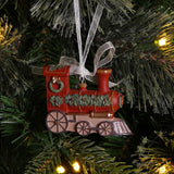 Resin Train Hanging Christmas Tree Decoration - Red & Green