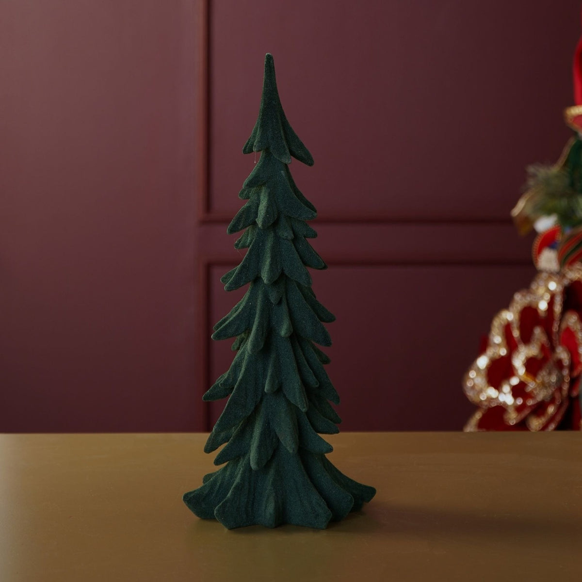 Flocked Tiered Plastic Christmas Tree Decoration - Green