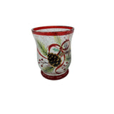 Robin Crackle Glass Votive Candle Holder 11cm - Red & Brown