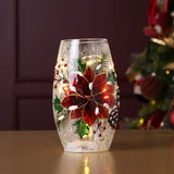 LED Poinsettia Crackle Light-Up Decoration 18cm - Red & Green