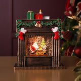 Warm LED Fireplace Light-Up Decoration 23cm - Brown & Green